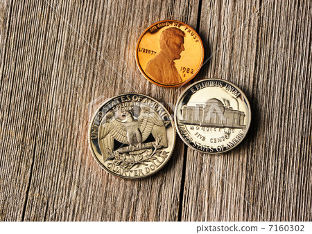 US cent coins over wooden background 7160302