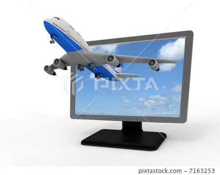The plane takes off from the monitor. The plane takes off from the monitor. 7163253