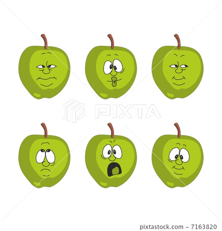 Emotion cartoon green apple set 008 7163820