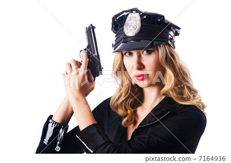 Young attractive woman police 7164936