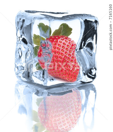 Strawberry chilled in Ice cube isolated on white background cuto Strawberry chilled in Ice cube isolated on white background cuto 7165160