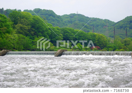 一條河流,頭部和帶子的地板停止 一條河流,頭部和帶子的地板停止 7168730