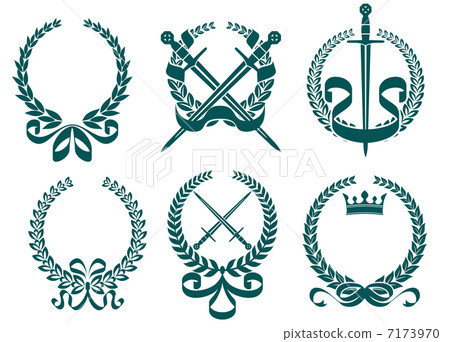 Laurel wreathes with heraldry elements Laurel wreathes with heraldry elements 7173970