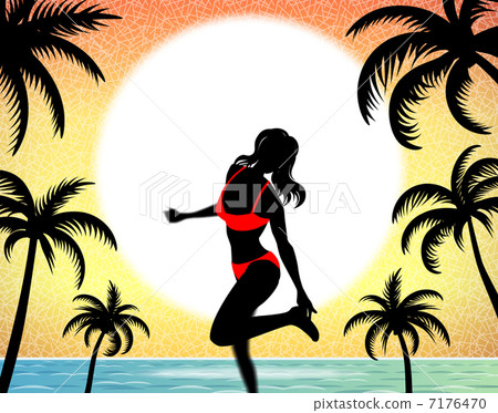 A woman in the sun and swimsuit 7176470