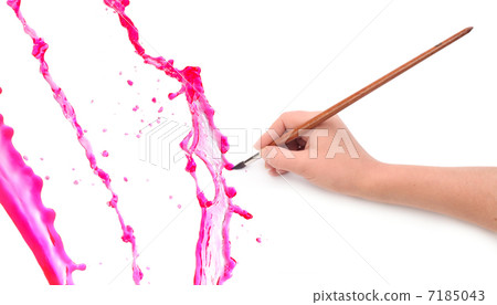 Hand with brushand paint splash 7185043