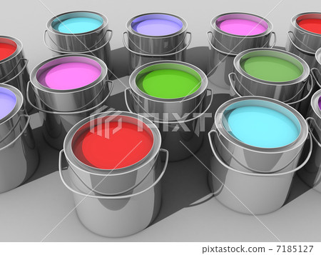 Paint buckets with various colored paint Paint buckets with various colored paint 7185127
