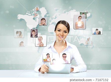 Business person against technology background Business person against technology background 7187132