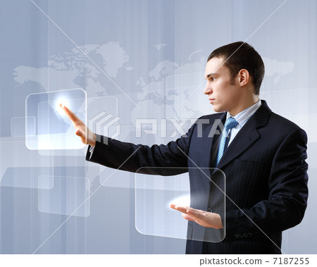 Businessman against technology background Businessman against technology background 7187255