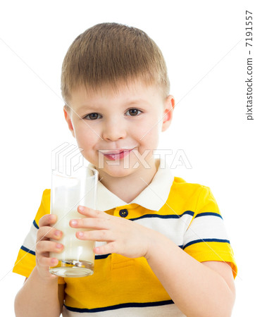 kid boy drinking milk isolated on white 7191557
