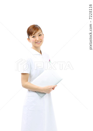 Nurse, female doctor, dental hygienist with laptop computer 7228116