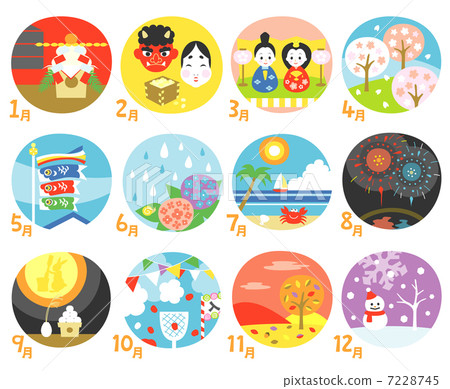 日曆四季和日本的活動 7228745
