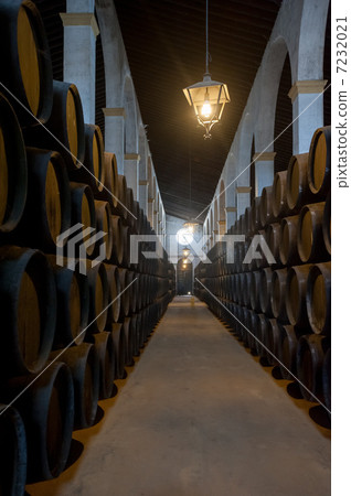Sherry barrels in Jerez bodega, Spain 7232021