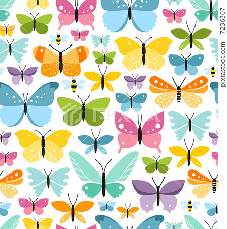 Butterflies pattern - Stock Illustration [7236307] - PIXTA