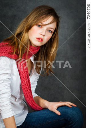 girl with a red scarf girl with a red scarf 7240708