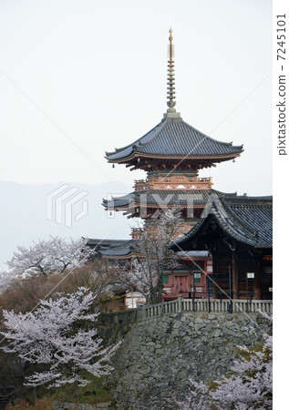 Kiyomizu Temple in spring, triple tower Kiyomizu Temple in spring, triple tower 7245101