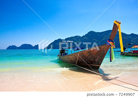 Traditional wooden boat at Phi Phi island, Thailand, Asia. 7249907