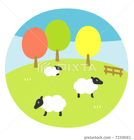 Sheep and ranch - Stock Illustration [7250081] - PIXTA