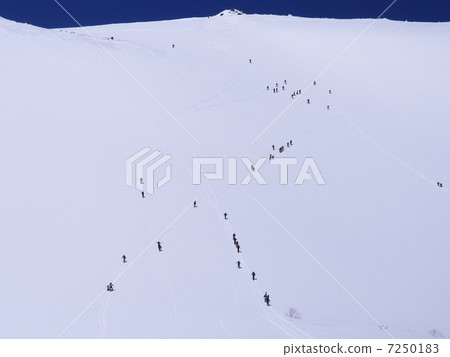 Skiers who climb the slopes of Hakuba Norikura Skiers who climb the slopes of Hakuba Norikura 7250183