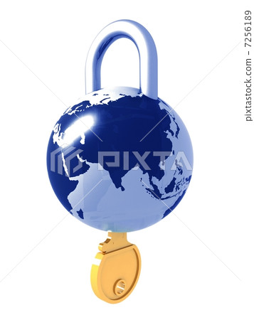 Planet the earth as a lock with a key in it 7256189