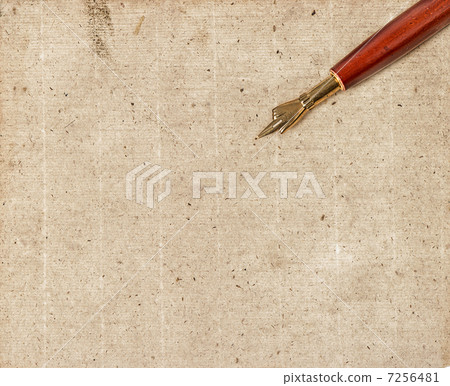 textured paper sheet with antique ink pen textured paper sheet with antique ink pen 7256481