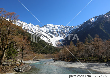 早春的穗高和Azusawa河 7257392