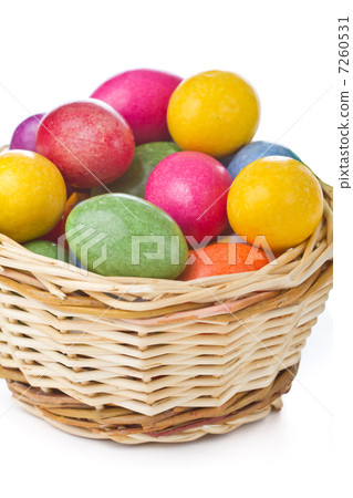 colorful easter eggs in basket 7260531