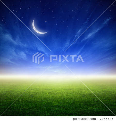 Beautiful sunset with moon 7263523