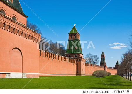 fragment of brick walls and towers of the Moscow Kremlin 7265249