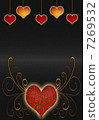 abstract red and yellow hiarts on the black background 7269532