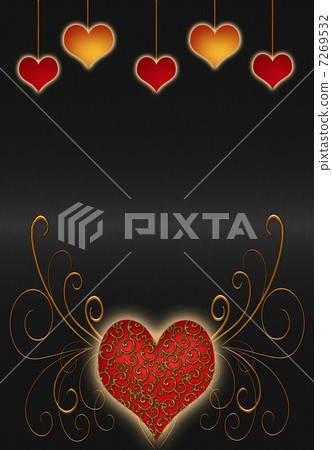 abstract red and yellow hiarts on the black background 7269532