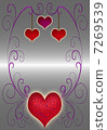 red hiarts on the silver  background 7269539