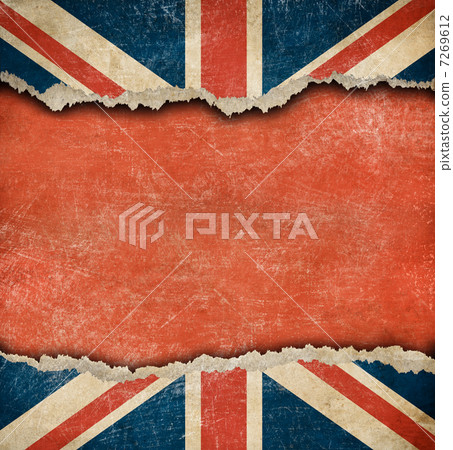 Grunge British flag on ripped paper with big empty space Grunge British flag on ripped paper with big empty space 7269612
