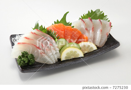 Fish Sashimi Assorted Sashimi Assortment Sashimi 3-pot sticky dish Japanese cuisine Japanese style fresh food Sea bream salmon Fish Sashimi Assorted Sashimi Assortment Sashimi 3-pot sticky dish Japanese cuisine Japanese style fresh food Sea bream salmon 7275230