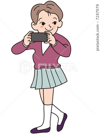拍與智能手機的女孩一張照片 拍與智能手機的女孩一張照片 7287079