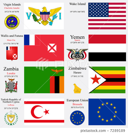 world flags and capitals set 27 7289189