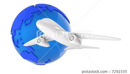 飛機和地球(藍色) 飛機和地球(藍色) 7292335