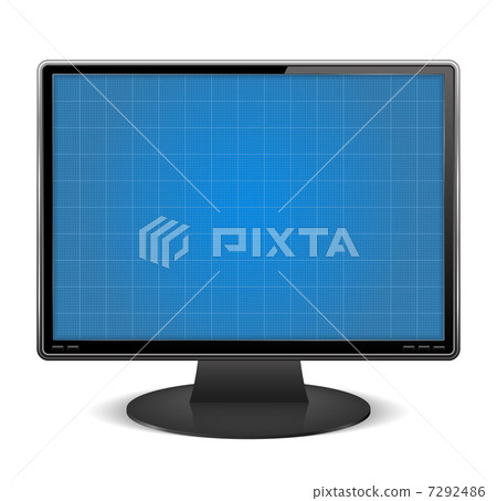 Graph paper on the screen of computer monitor 7292486