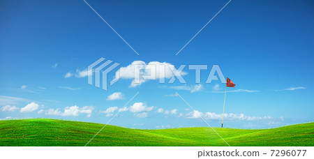 Golf course. Panoramic composition. 7296077