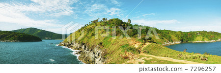 View of Promthep cape. Phuket island, Thailand. Panoramic compos 7296257