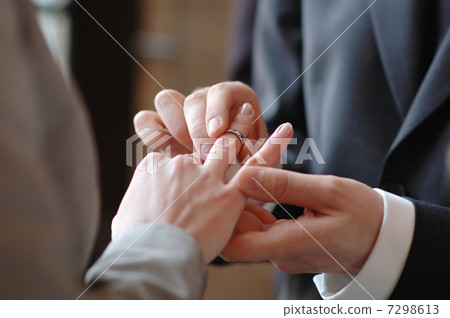 Groom putting a ring on brides finger Groom putting a ring on brides finger 7298613