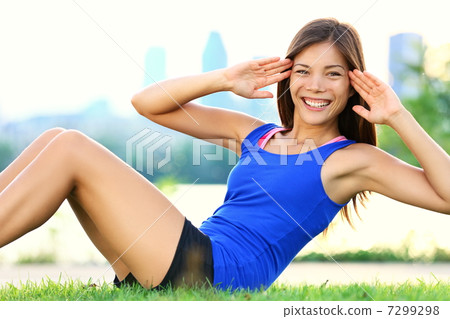 Exercise woman - sit ups workout 7299298