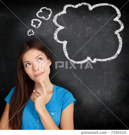 Woman thinking blackboard 7299320