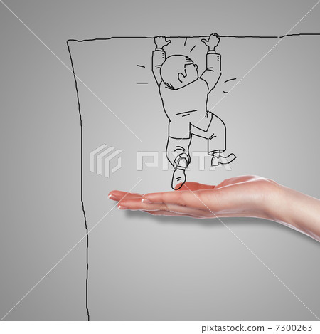 Human hand supporting a person 7300263