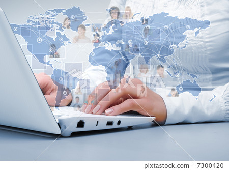 Laptop against technology background Laptop against technology background 7300420