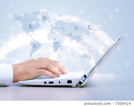Laptop against technology background Laptop against technology background 7300424