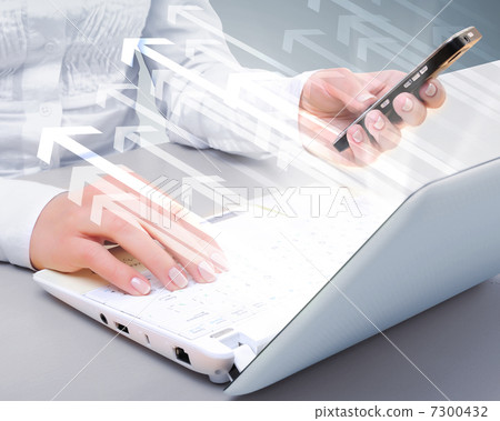 Laptop against technology background 7300432