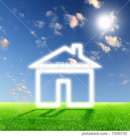 House from white clouds against blue sky - Stock Illustration [7300730 ...
