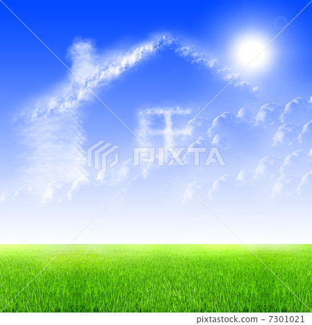 House of clouds in the blue sky - Stock Illustration [7301021] - PIXTA