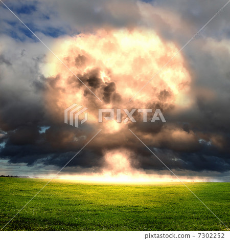 Nuclear explosion in an outdoor setting Nuclear explosion in an outdoor setting 7302252