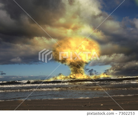 Nuclear explosion in an outdoor setting Nuclear explosion in an outdoor setting 7302253